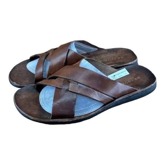Brador Sandals Men Size 8.5-9 Brown Genuine Leather Made in Italy - Picture 1 of 6